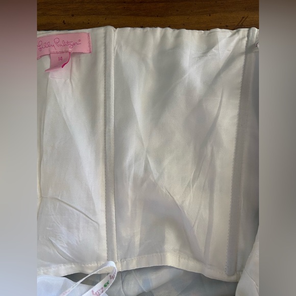 Lilly Pulitzer Dexter Dress Blue Starfruit Ruffle Halter Silk Blend Size 14 Read - Picture 14 of 15